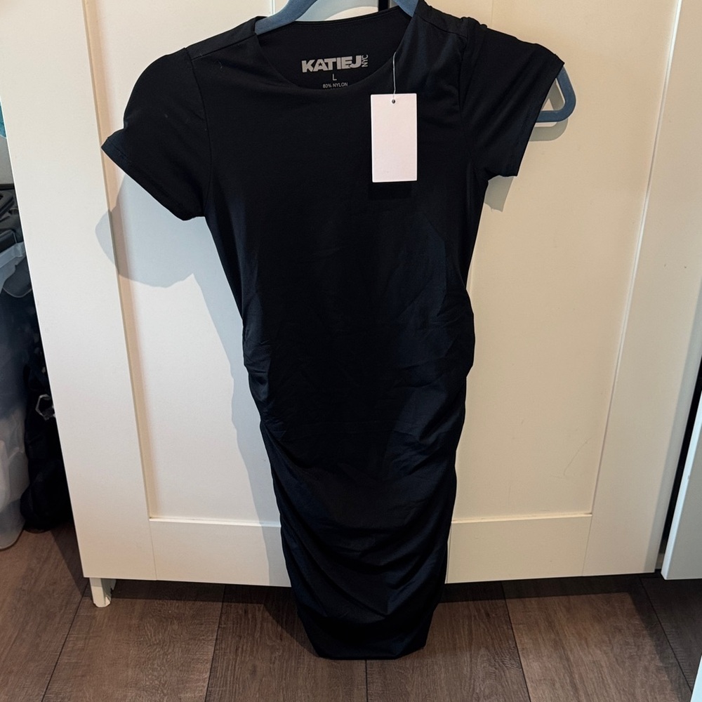 KatieJ Black Ruched Dress